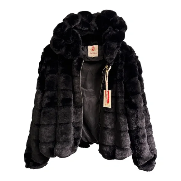 Women’s Faux Fur Hooded Jacket size M. NWT - Picture 7 of 13